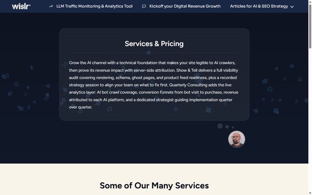 Screenshot of the WISLR Pricing page