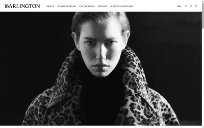 16Arlington homepage on desktop, Shopify luxury fashion storefront captured at 1440 x 900