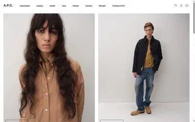 A.P.C. homepage on desktop, Shopify luxury fashion storefront captured at 1440 x 900