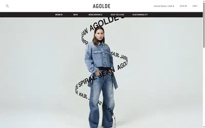 Agolde homepage on desktop, Shopify luxury fashion storefront captured at 1440 x 900