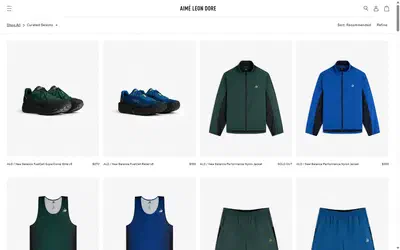 Aime Leon Dore collection: curated selects on desktop, not disclosed luxury fashion storefront captured at 1440 x 900