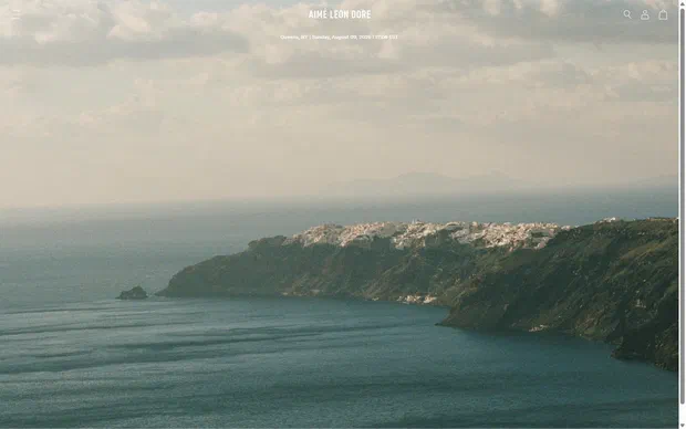 Aime Leon Dore homepage on desktop, not disclosed luxury fashion storefront captured at 1440 x 900