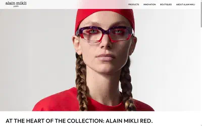 Alain Mikli collection: alain mikli red on desktop, Shopify luxury eyewear storefront captured at 1440 x 900