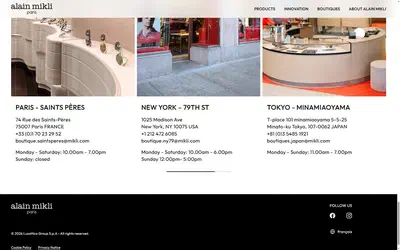 Alain Mikli homepage on desktop, Shopify luxury eyewear storefront captured at 1440 x 900