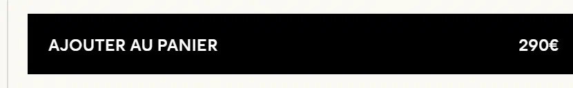 Ami Paris add to cart button photographed on its product page, reading Ajouter au panier 290€, #000000 on #faf9f4