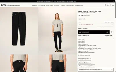 Ami Paris product page on desktop, not disclosed luxury fashion storefront captured at 1440 x 900