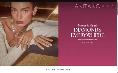 Anita Ko homepage on desktop, Shopify luxury jewelry storefront captured at 1440 x 900