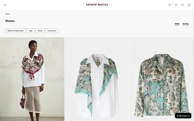 Antonio Marras collection: 01-0-woman on desktop, Shopify luxury fashion storefront captured at 1440 x 900