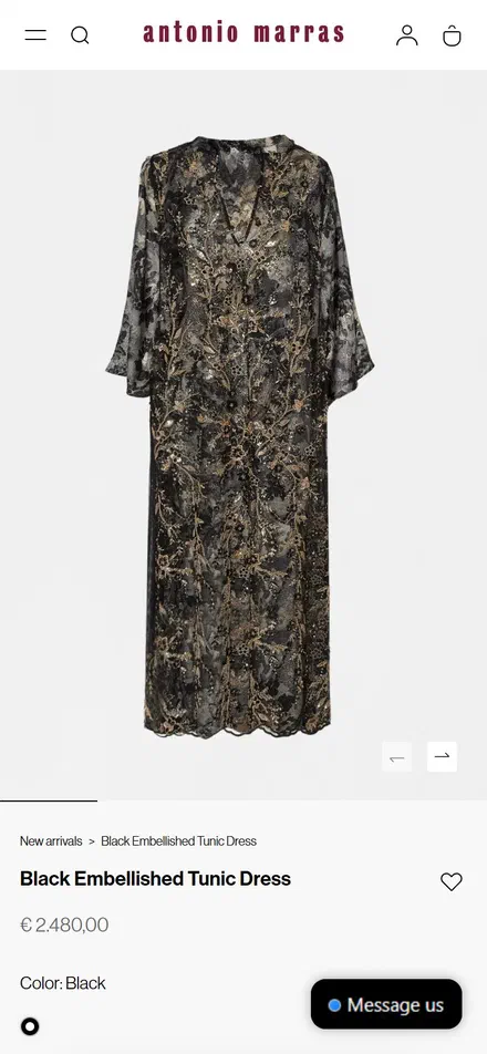 Antonio Marras product page on mobile, Shopify luxury fashion storefront captured at 390 x 844