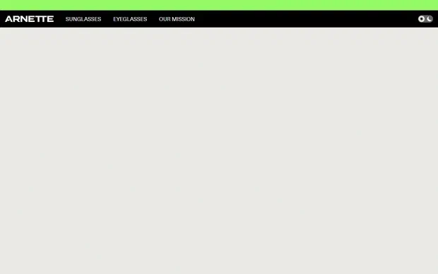 Arnette product page on desktop, Shopify luxury eyewear storefront captured at 1440 x 900