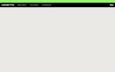 Arnette product page on desktop, Shopify luxury eyewear storefront captured at 1440 x 900