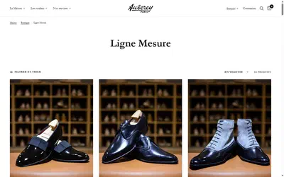 Aubercy collection: ligne mesure on desktop, Shopify luxury footwear storefront captured at 1440 x 900