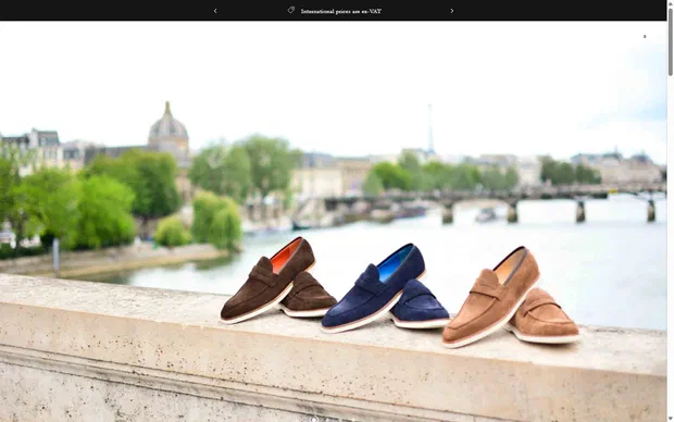 Aubercy homepage on desktop, Shopify luxury footwear storefront captured at 1440 x 900