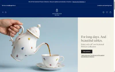 Augarten homepage on desktop, Shopify luxury home and design storefront captured at 1440 x 900
