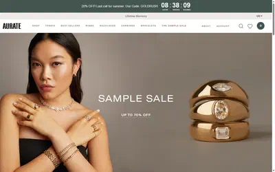 Aurate homepage on desktop, Shopify luxury jewelry storefront captured at 1440 x 900