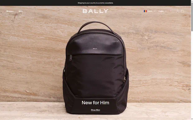 Bally homepage on desktop, not disclosed luxury fashion storefront captured at 1440 x 900