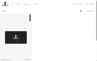 Barena Venezia collection: gift ideas for him on desktop, Shopify luxury fashion storefront captured at 1440 x 900