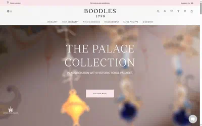Boodles homepage on desktop, not disclosed luxury jewelry storefront captured at 1440 x 900