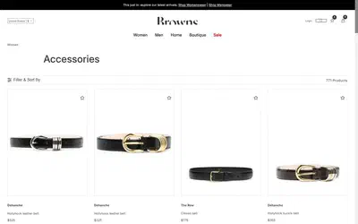 Browns Fashion collection: accessories on desktop, Shopify luxury retail storefront captured at 1440 x 900