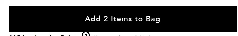 Chantecaille add to cart button photographed on its product page, reading Add 2 Items to Bag, #000000 on #ffffff