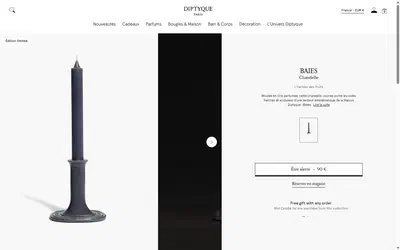 Diptyque product page on desktop, not disclosed luxury beauty storefront captured at 1440 x 900
