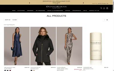 Donna Karan collection: all products on desktop, Shopify luxury fashion storefront captured at 1440 x 900