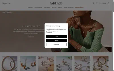 Fabergé collection: all on desktop, Shopify luxury jewelry storefront captured at 1440 x 900
