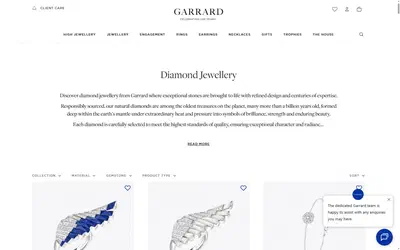 Garrard collection: diamond jewellery on desktop, not disclosed luxury jewelry storefront captured at 1440 x 900