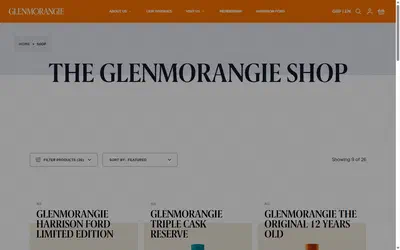 Glenmorangie collection: all on desktop, not disclosed luxury drinks storefront captured at 1440 x 900
