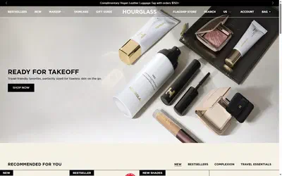 Hourglass homepage on desktop, Shopify luxury beauty storefront captured at 1440 x 900