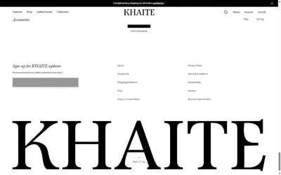 Khaite collection: accessories on desktop, not disclosed luxury fashion storefront captured at 1440 x 900