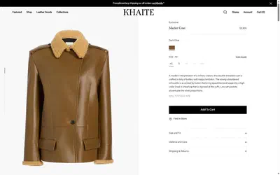 Khaite product page on desktop, not disclosed luxury fashion storefront captured at 1440 x 900