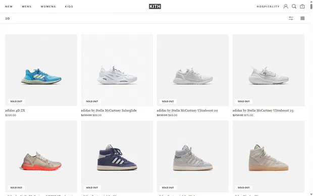 Kith collection: 10 on desktop, not disclosed luxury fashion storefront captured at 1440 x 900
