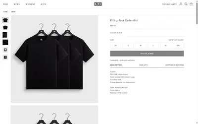 Kith product page on desktop, not disclosed luxury fashion storefront captured at 1440 x 900