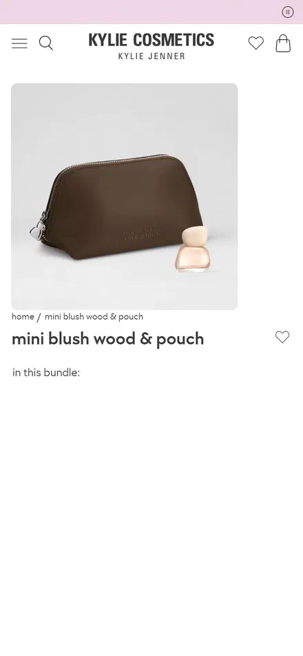 Kylie Cosmetics product page on mobile, Shopify luxury beauty storefront captured at 390 x 844