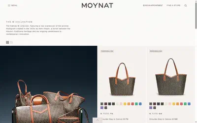 Moynat collection: the m collection on desktop, not disclosed luxury leather goods storefront captured at 1440 x 900