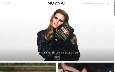 Moynat homepage on desktop, not disclosed luxury leather goods storefront captured at 1440 x 900