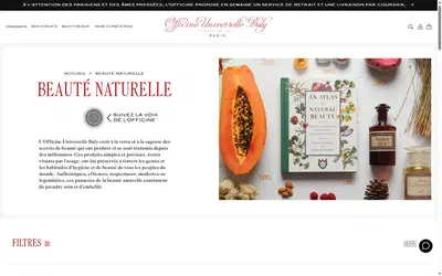 Officine Universelle Buly collection: beauté naturelle on desktop, not disclosed luxury beauty storefront captured at 1440 x 900