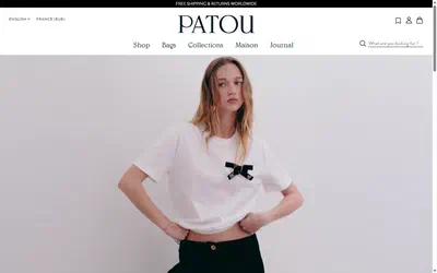 Patou homepage on desktop, Shopify luxury fashion storefront captured at 1440 x 900