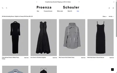 Proenza Schouler collection: all sale excluding shoes - eligible for greene f&f extra 28% off on desktop, not disclosed luxury fashion storefront captured at 1440 x 900