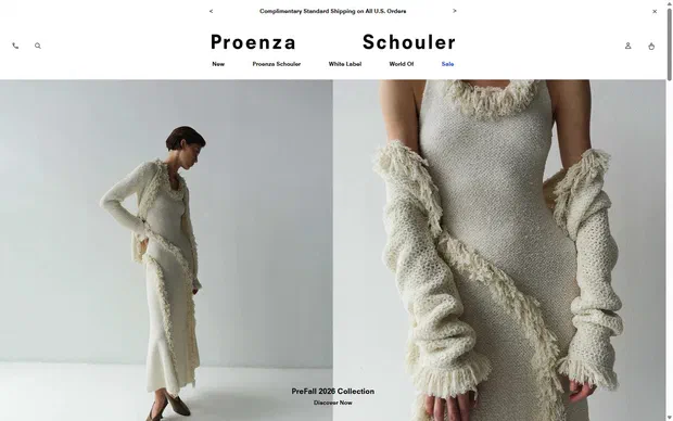 Proenza Schouler homepage on desktop, not disclosed luxury fashion storefront captured at 1440 x 900