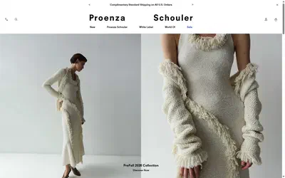 Proenza Schouler homepage on desktop, not disclosed luxury fashion storefront captured at 1440 x 900