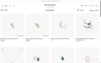 Repossi collection: all jewellery on desktop, Shopify luxury jewelry storefront captured at 1440 x 900