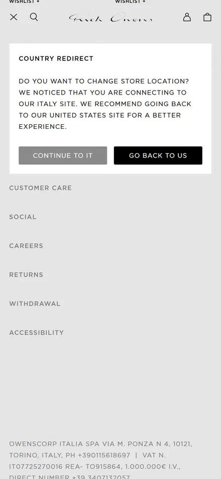 Rick Owens product page on mobile, not disclosed luxury fashion storefront captured at 390 x 844