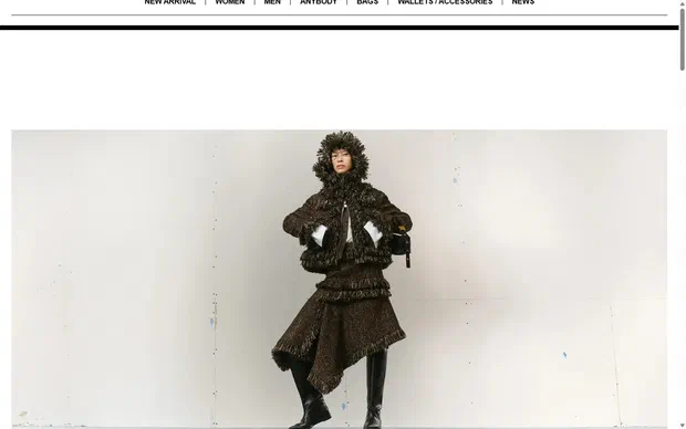 Sacai homepage on desktop, not disclosed luxury fashion storefront captured at 1440 x 900