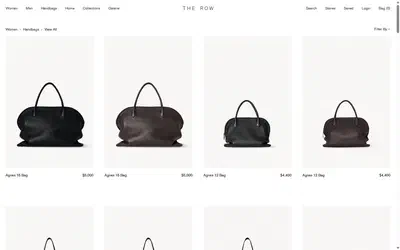 The Row collection: bags - view all on desktop, not disclosed luxury fashion storefront captured at 1440 x 900