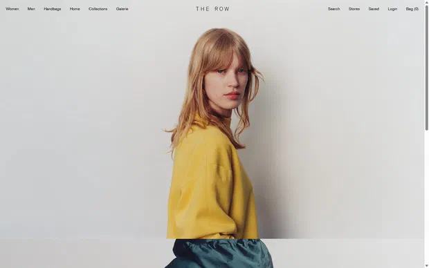 The Row homepage on desktop, not disclosed luxury fashion storefront captured at 1440 x 900
