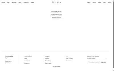 The Row product page on desktop, not disclosed luxury fashion storefront captured at 1440 x 900