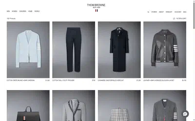 Thom Browne collection: all products on desktop, not disclosed luxury fashion storefront captured at 1440 x 900