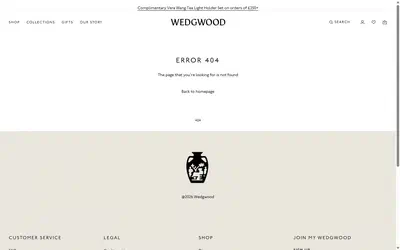 Wedgwood product page on desktop, Shopify luxury home and design storefront captured at 1440 x 900